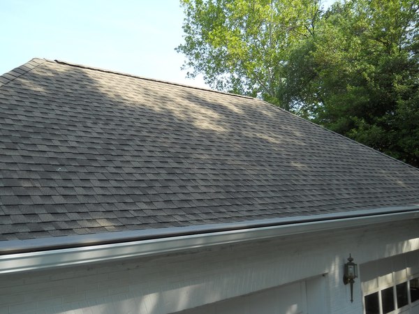 Grey shingled roof.